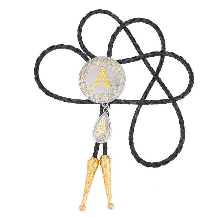 Cravate bolo avec initiales de A à Z et pendentif en forme de larme - image 3