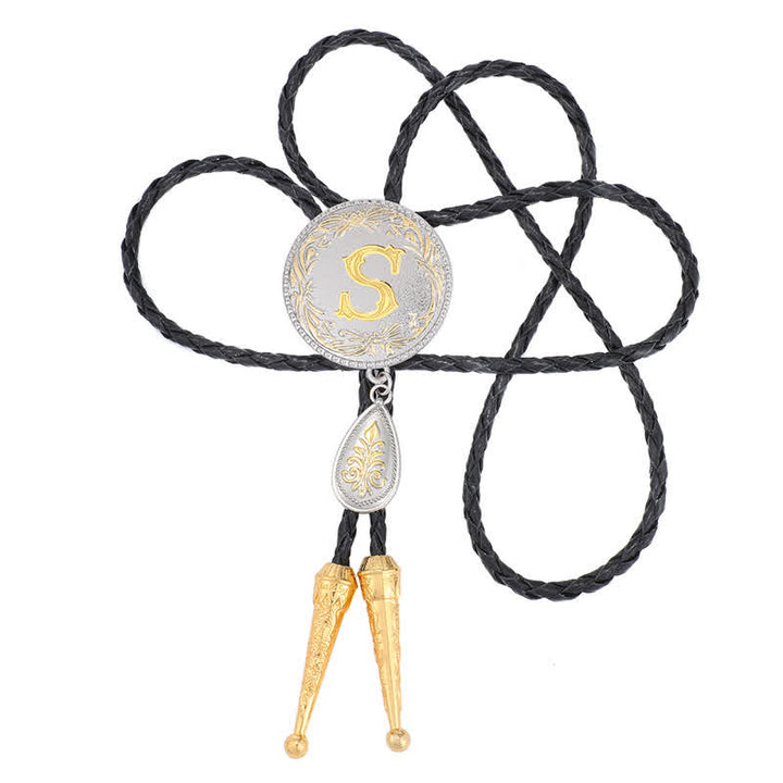 Cravate bolo avec initiales de A à Z et pendentif en forme de larme - image 1