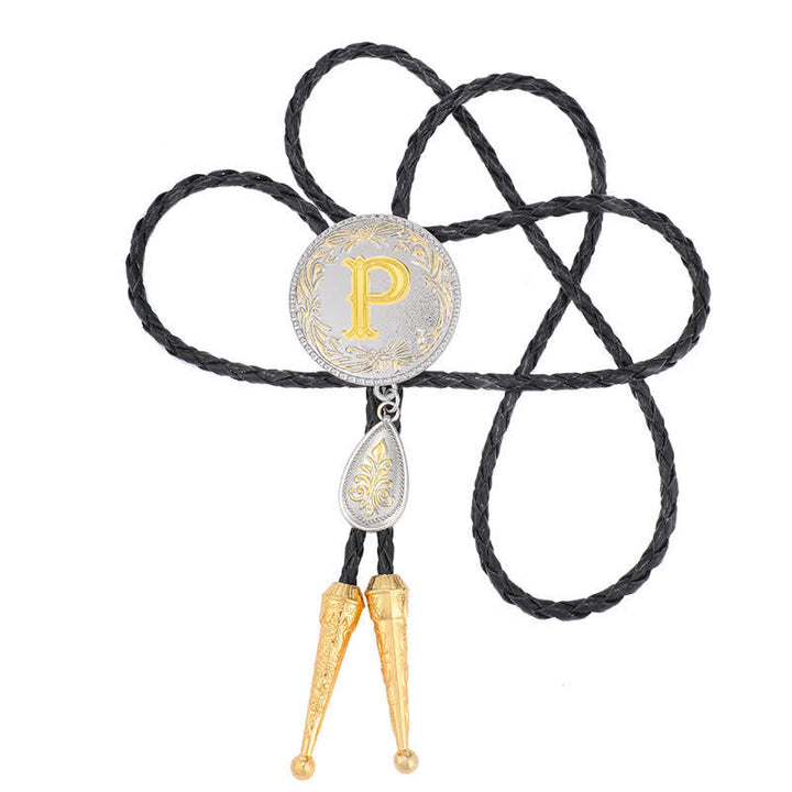 Cravate bolo avec initiales de A à Z et pendentif en forme de larme - image 33