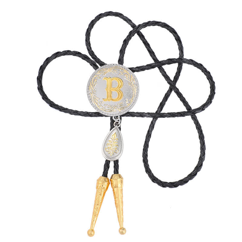 Cravate bolo avec initiales de A à Z et pendentif en forme de larme - image 5