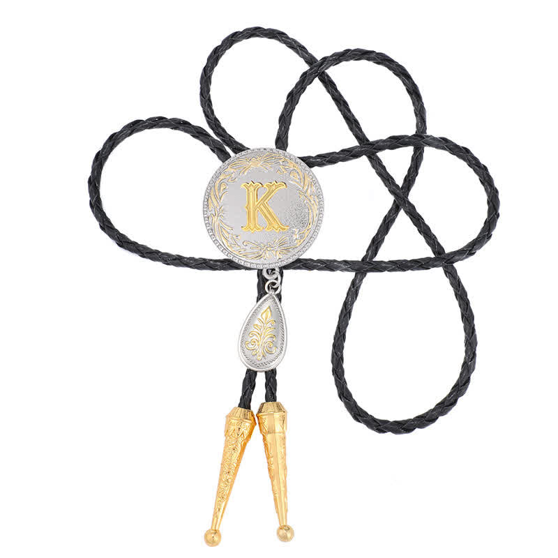 Cravate bolo avec initiales de A à Z et pendentif en forme de larme - image 23