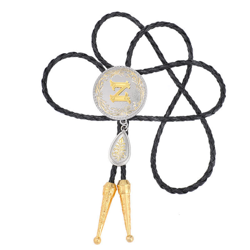 Cravate bolo avec initiales de A à Z et pendentif en forme de larme - image 51