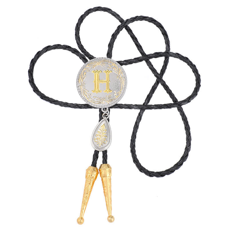 Cravate bolo avec initiales de A à Z et pendentif en forme de larme - image 17