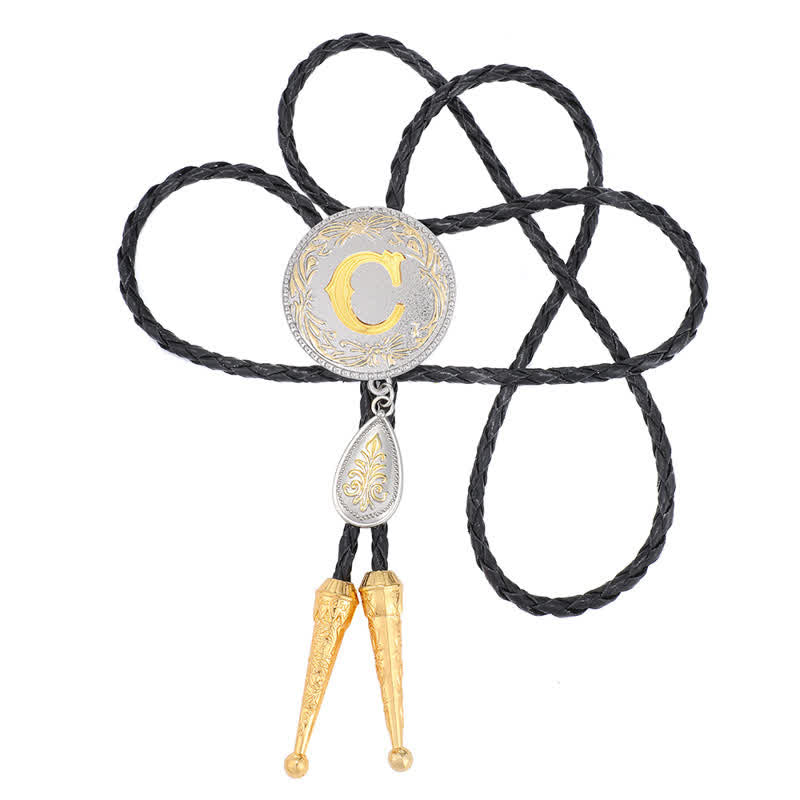 Cravate bolo avec initiales de A à Z et pendentif en forme de larme - image 7