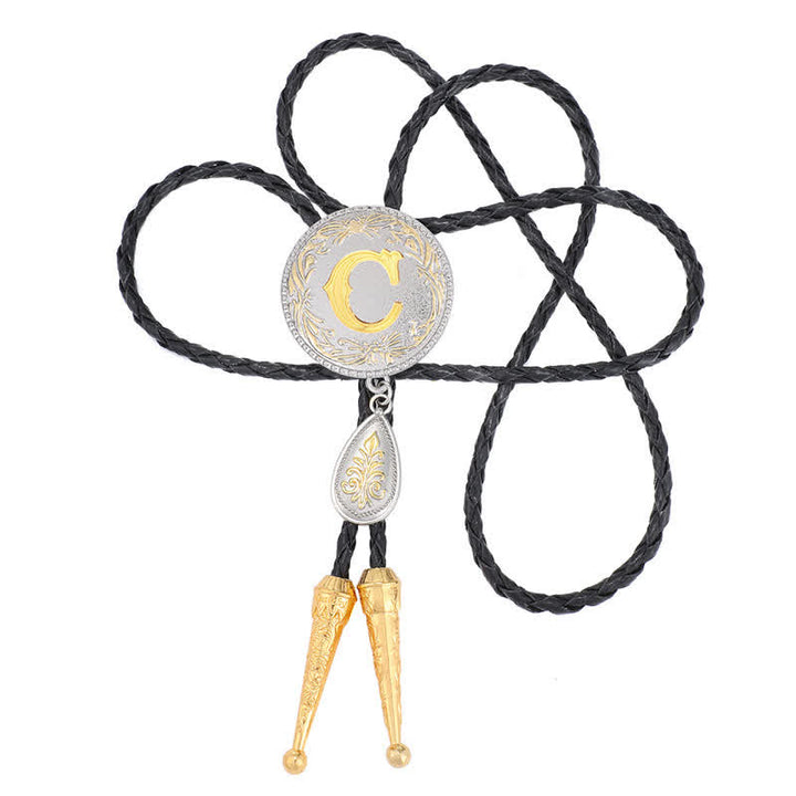 Cravate bolo avec initiales de A à Z et pendentif en forme de larme - image 7