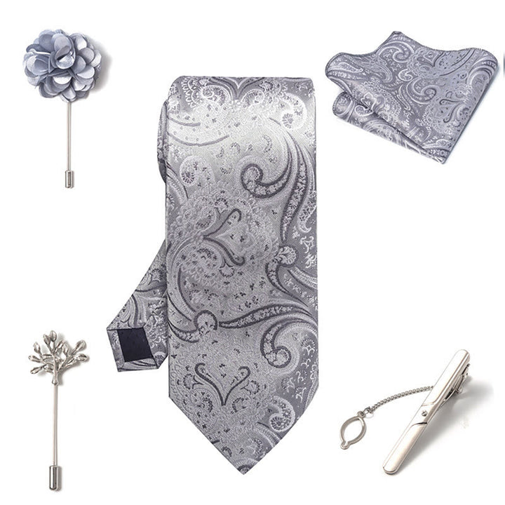 Ensemble de 5 pièces pour homme : pochette élégante, broche, corsage et cravate. - image 25