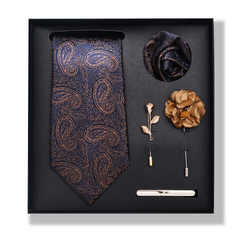 Ensemble de 5 pièces pour homme : pochette élégante, broche, corsage et cravate. - Style n° 9 - image 16