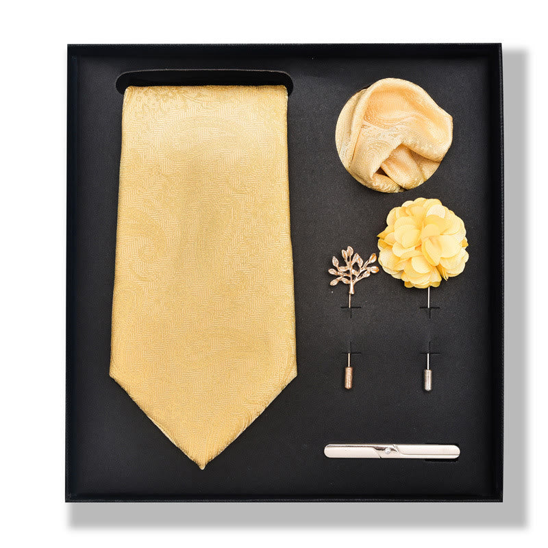 Ensemble de 5 pièces pour homme : pochette élégante, broche, corsage et cravate. - Style n° 6 - image 10