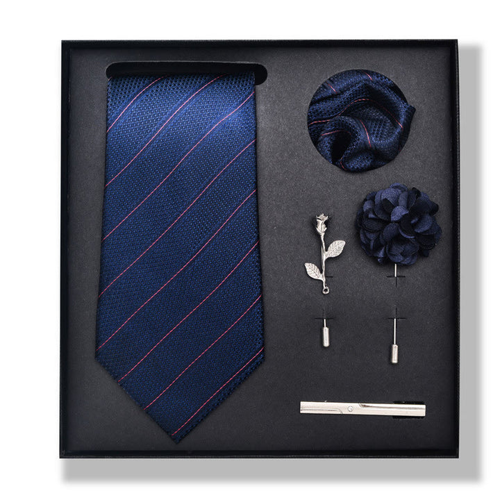 Ensemble de 5 pièces pour homme : pochette élégante, broche, corsage et cravate. - Style n° 2 - image 2