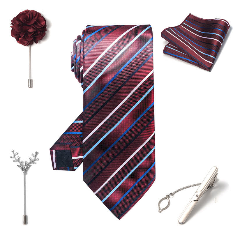 Ensemble de 5 pièces pour homme : pochette élégante, broche, corsage et cravate. - image 9