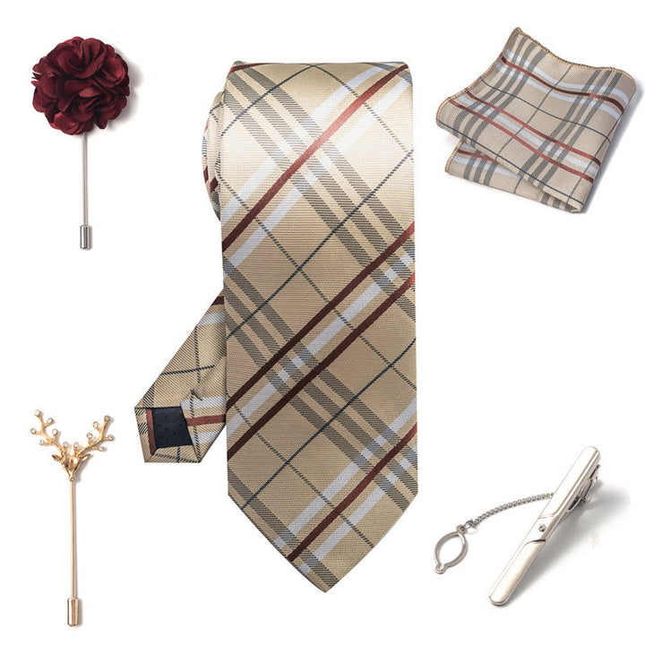 Ensemble de 5 pièces pour homme : pochette élégante, broche, corsage et cravate. - image 15