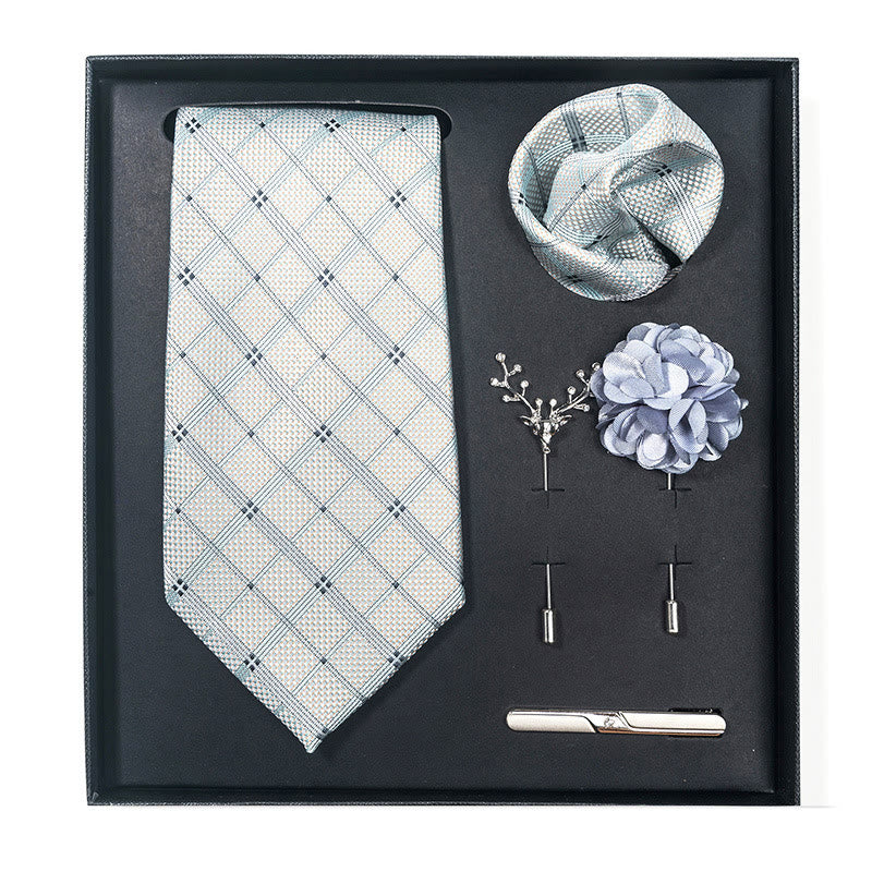 Ensemble de 5 pièces pour homme : pochette élégante, broche, corsage et cravate. - Style n° 12 - image 22