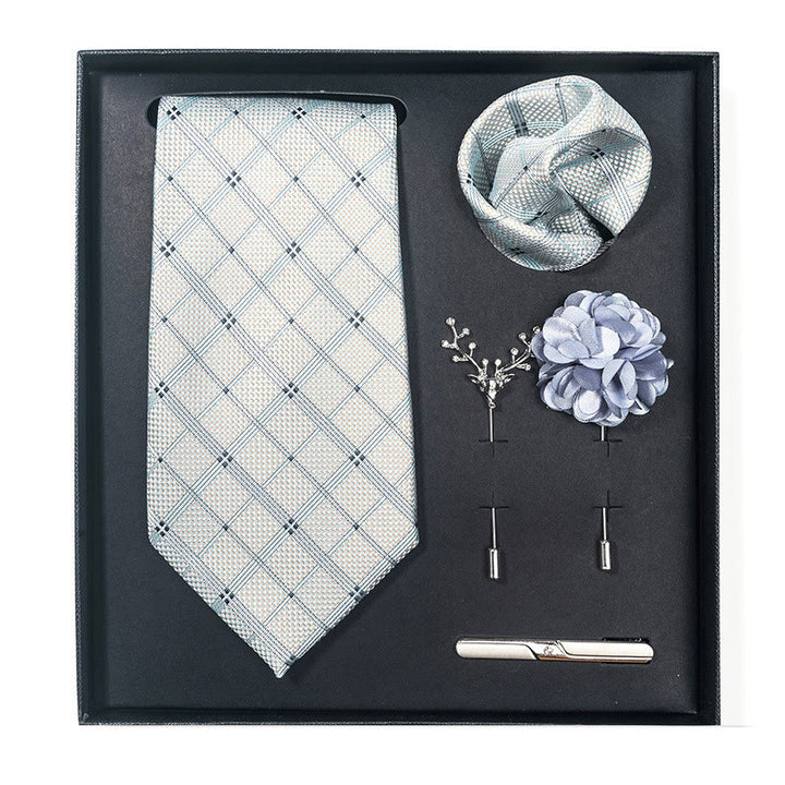 Ensemble de 5 pièces pour homme : pochette élégante, broche, corsage et cravate. - Style n° 12 - image 22