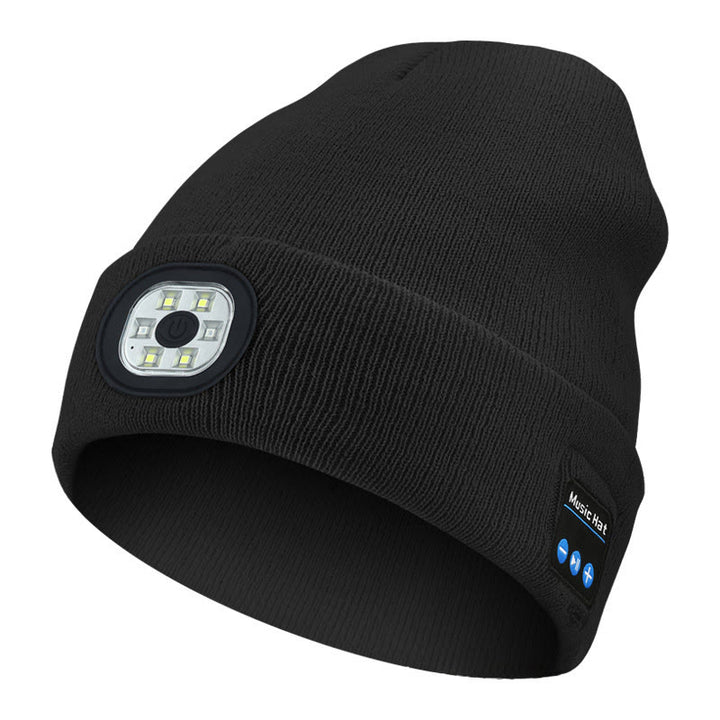Bonnet Bluetooth avec musique d'hiver et éclairage LED - Lumière LED et Bluetooth - Noir - M (22"-22 7/8") - image 0