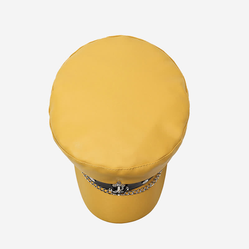 Béret en cuir de style militaire orné d'ancres et d'une chaînette - image 5