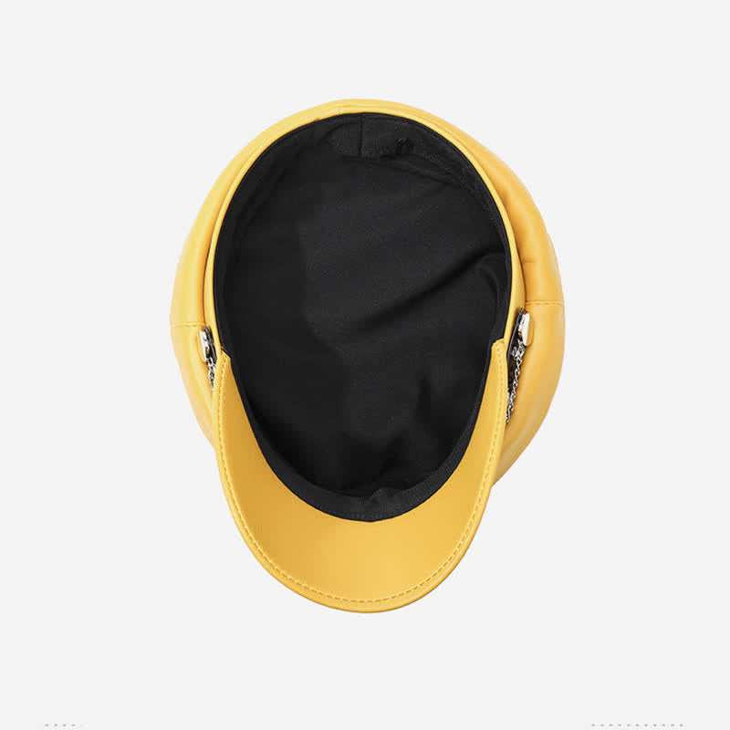 Béret en cuir de style militaire orné d'ancres et d'une chaînette - image 6