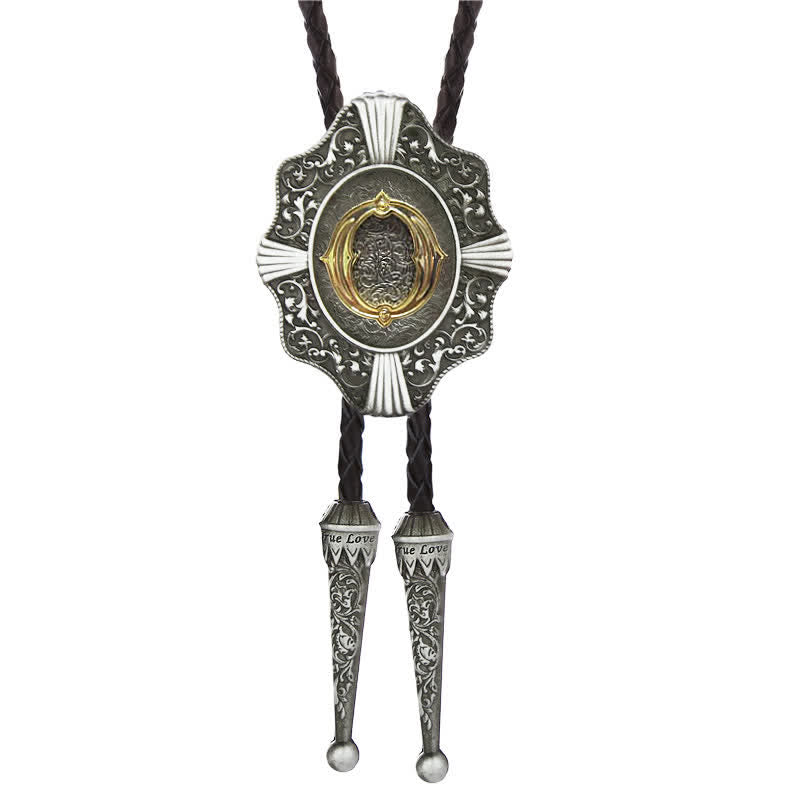 Cravate bolo à motif filigrane complexe, initiales de A à Z - Argent - O - image 15