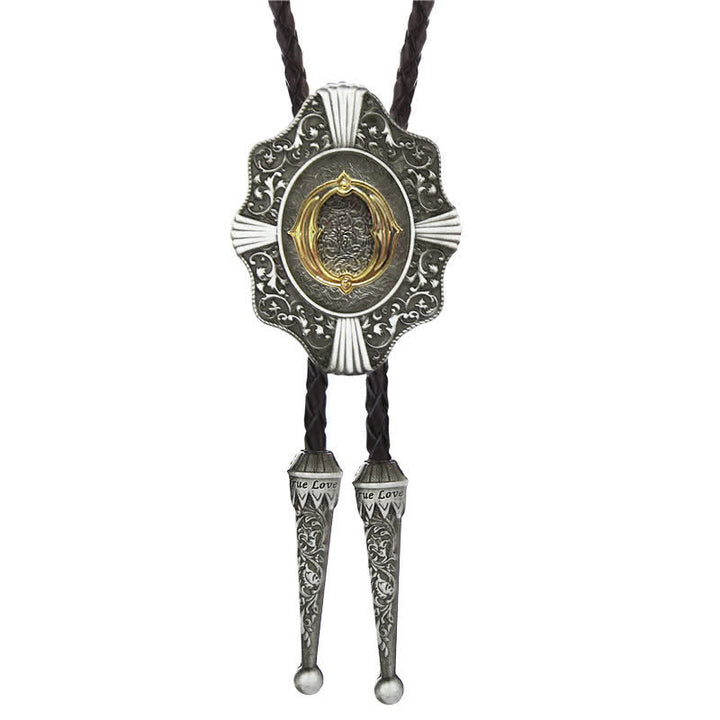 Cravate bolo à motif filigrane complexe, initiales de A à Z - Argent - O - image 15