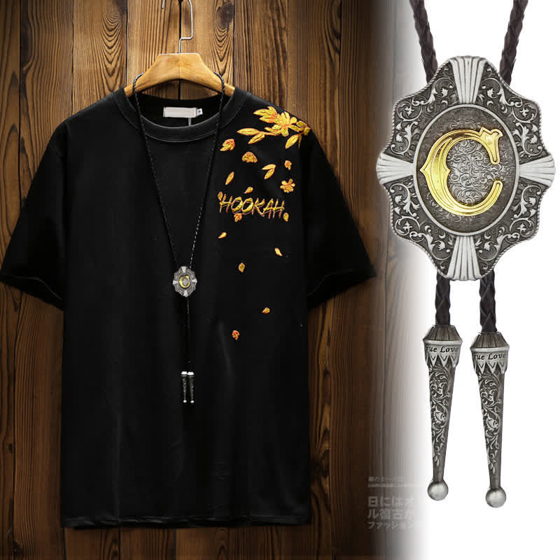 Cravate bolo à motif filigrane complexe, initiales de A à Z - image 1