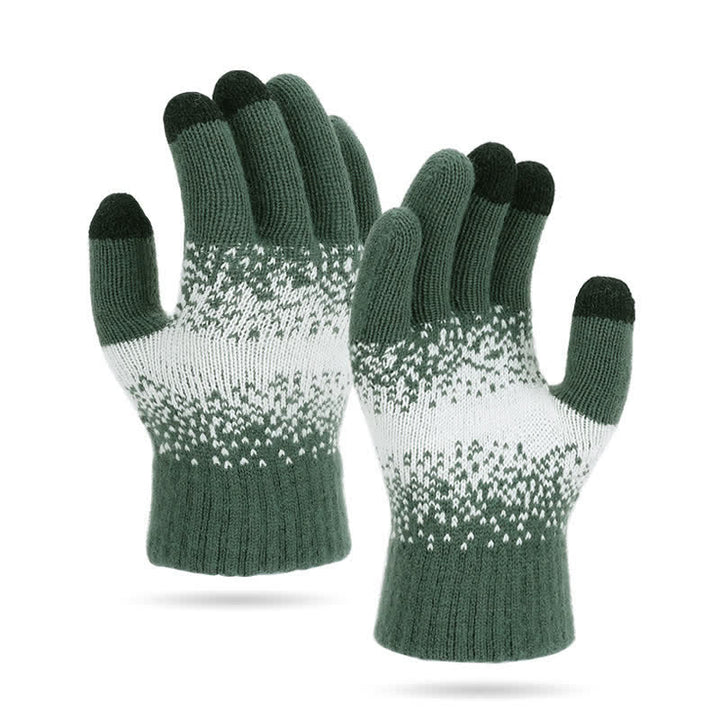 Gants tricotés à motifs mouchetés bicolores dégradés - Vert - image 8