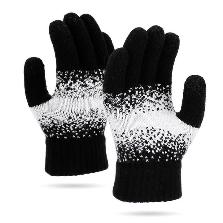 Gants tricotés à motifs mouchetés bicolores dégradés - Noir - image 5