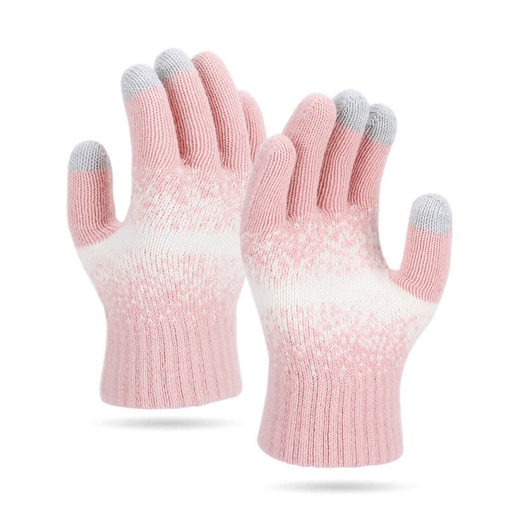 Gants tricotés à motifs mouchetés bicolores dégradés - Rose - image 7