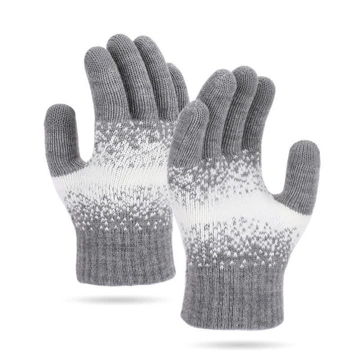 Gants tricotés à motifs mouchetés bicolores dégradés - Gris - image 0