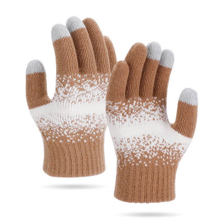 Gants tricotés à motifs mouchetés bicolores dégradés - Kaki foncé - image 10
