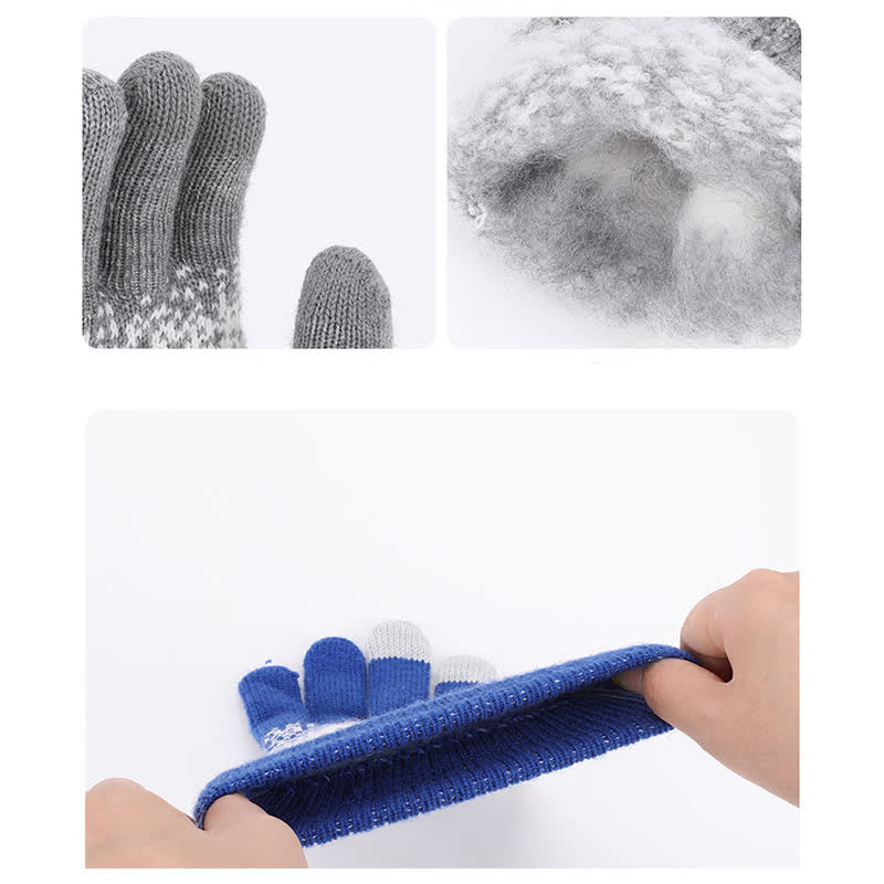 Gants tricotés à motifs mouchetés bicolores dégradés - image 3