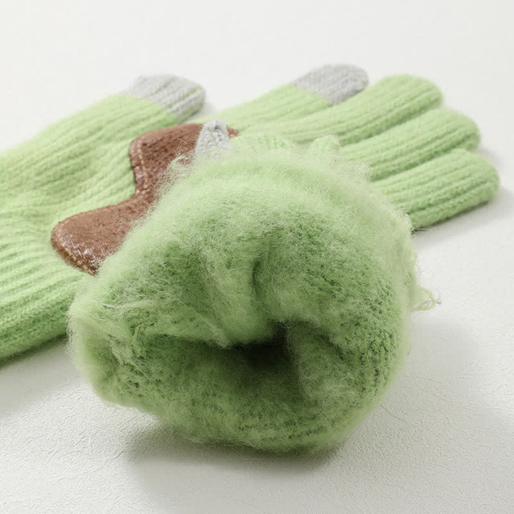 Gants tricotés chauds avec paume en cuir antidérapante et renforts antidérapants - image 3