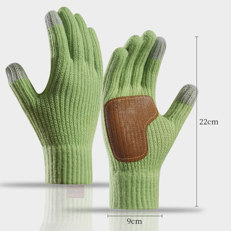 Gants tricotés chauds avec paume en cuir antidérapante et renforts antidérapants - image 4