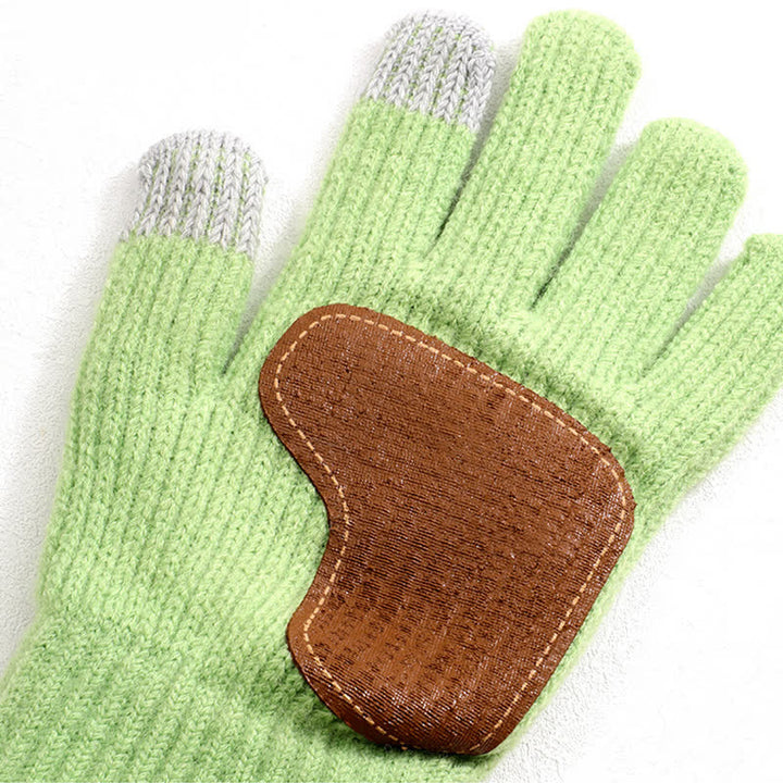 Gants tricotés chauds avec paume en cuir antidérapante et renforts antidérapants - image 2