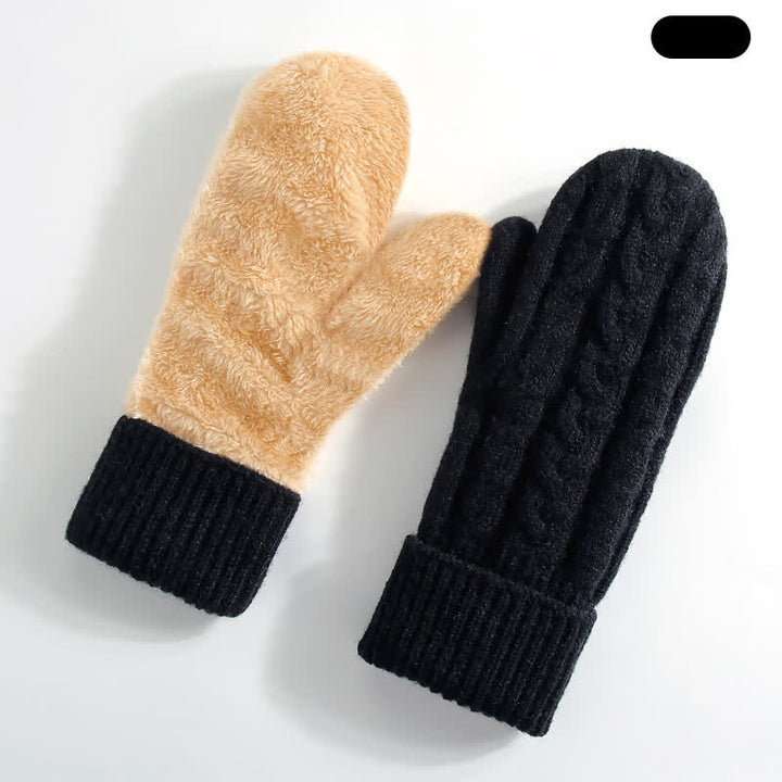 Gants tricotés doublés en polaire pour temps froid, doigts entiers, gants tricotés. - Noir - Style n° 3 - image 19