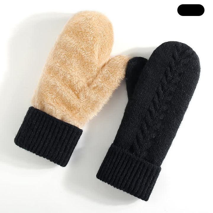 Gants tricotés doublés en polaire pour temps froid, doigts entiers, gants tricotés. - Noir - Style n° 2 - image 18