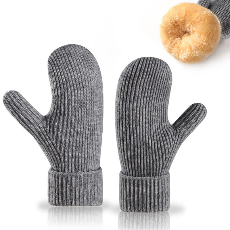 Gants tricotés doublés en polaire pour temps froid, doigts entiers, gants tricotés. - image 0