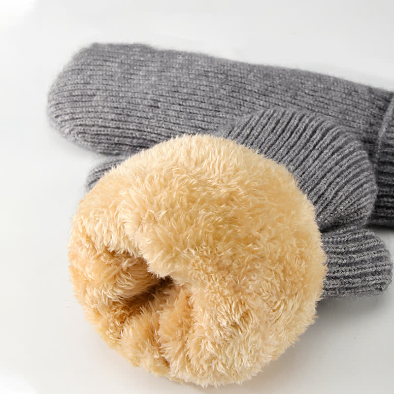 Gants tricotés doublés en polaire pour temps froid, doigts entiers, gants tricotés. - image 2