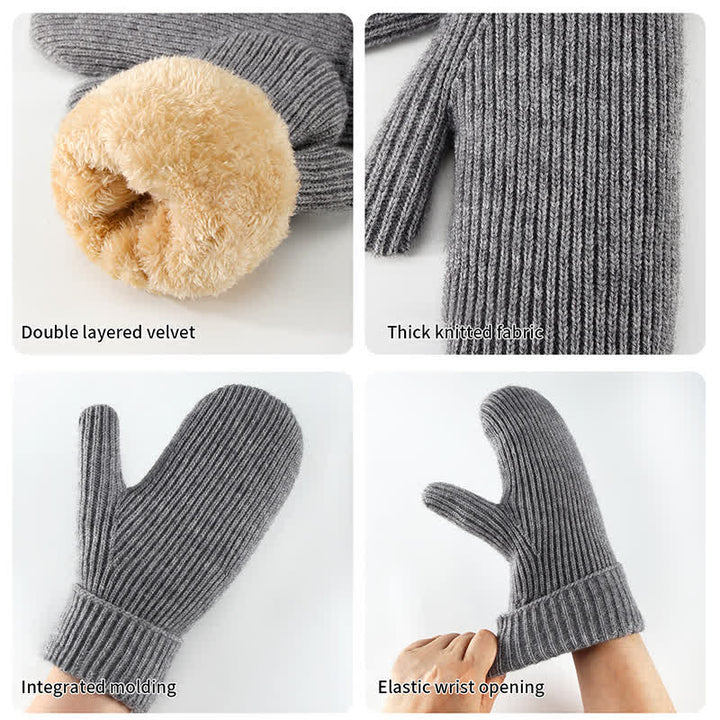 Gants tricotés doublés en polaire pour temps froid, doigts entiers, gants tricotés. - image 3