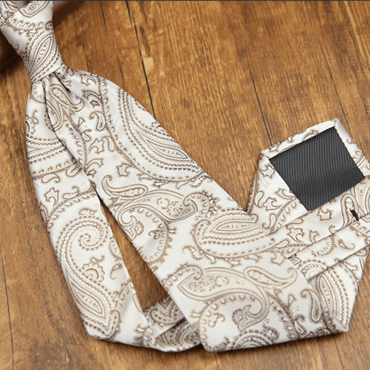 Cravate habillée rétro élégante pour homme, à motif noix de cajou - Blanc - image 1