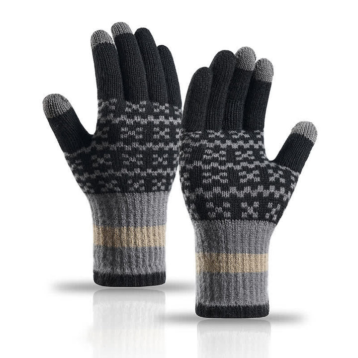 Gants tricotés à motif géométrique chic de style ethnique - Noir - image 8