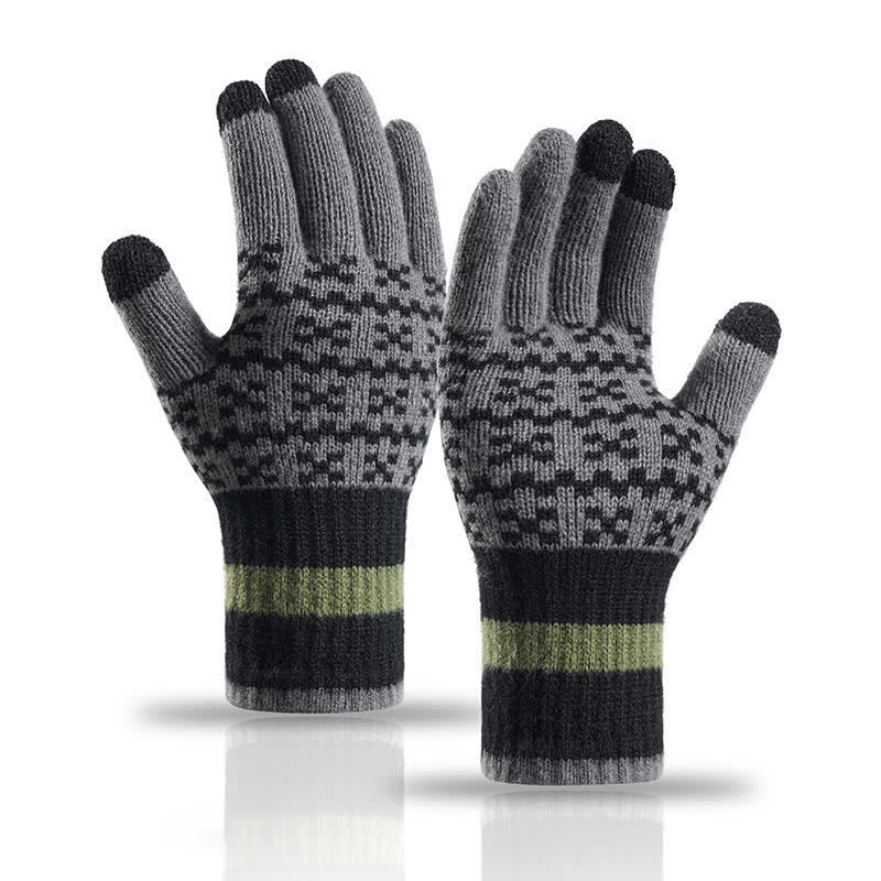 Gants tricotés à motif géométrique chic de style ethnique - Gris - image 9