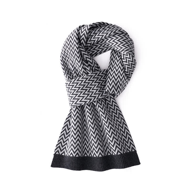 Écharpe élégante à chevrons pour homme, idéale pour le travail. - Noir - image 2