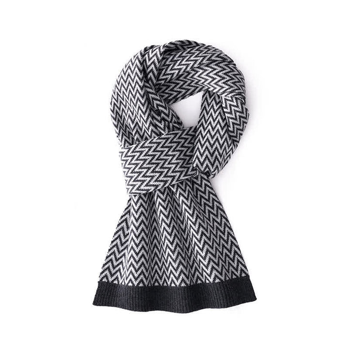 Écharpe élégante à chevrons pour homme, idéale pour le travail. - Noir - image 2