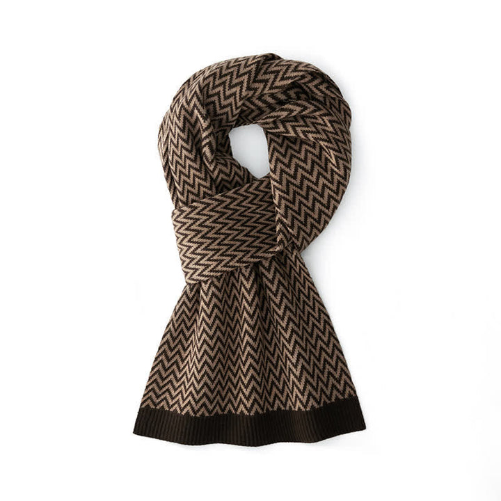 Écharpe élégante à chevrons pour homme, idéale pour le travail. - Café - image 0