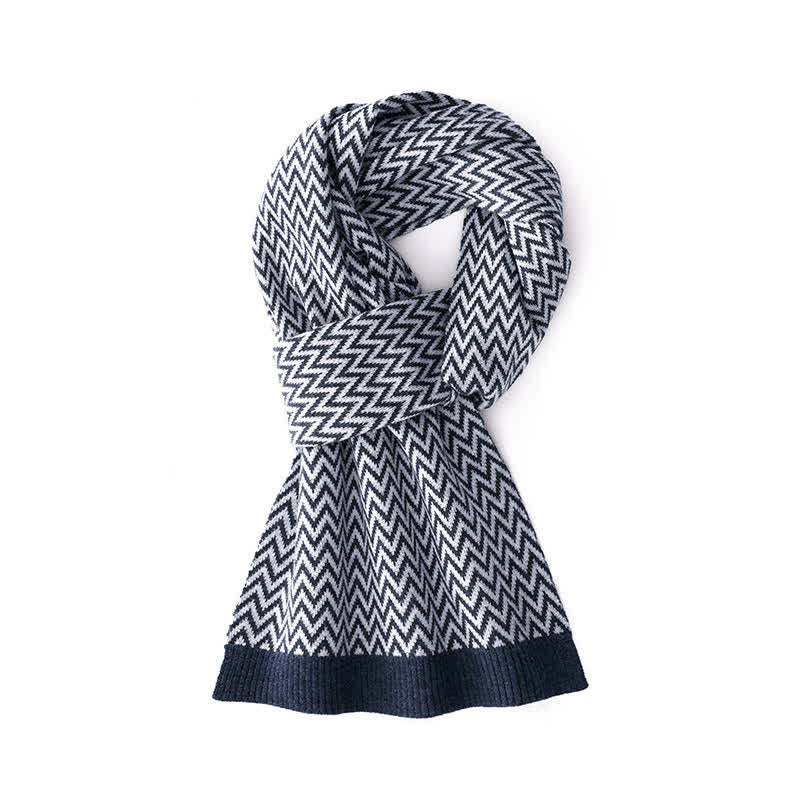 Écharpe élégante à chevrons pour homme, idéale pour le travail. - Marine - image 4