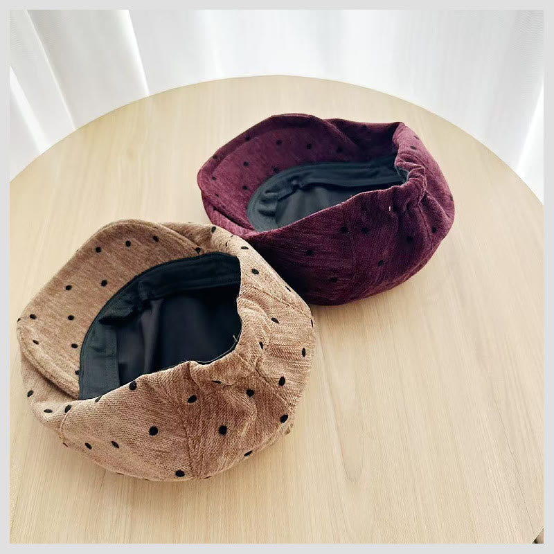 Béret unisexe rétro à pois d'hiver - image 4