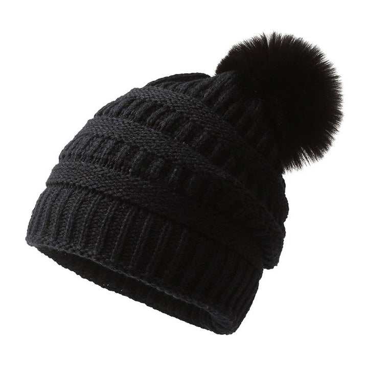 Bonnet d'hiver chaud pour femme, tricoté et muni d'un pompon. - Noir - M (22"-22 7/8") - image 6