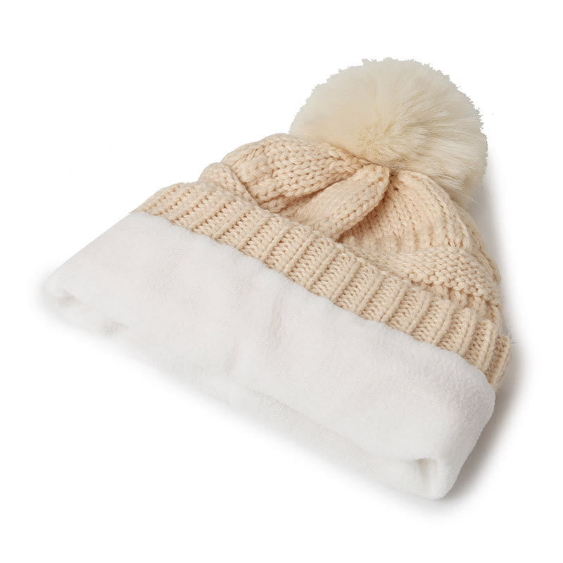 Bonnet d'hiver chaud pour femme, tricoté et muni d'un pompon. - image 3