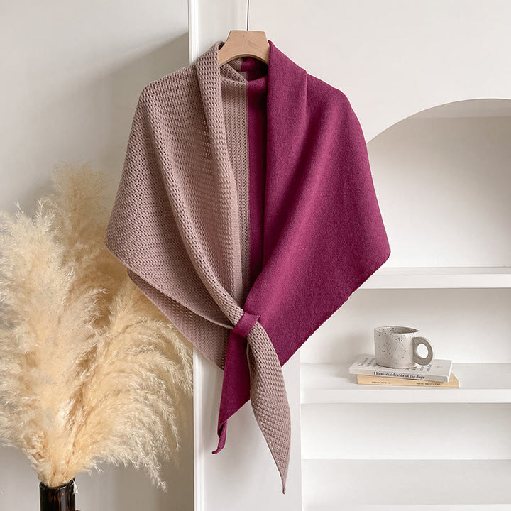 Écharpe châle triangulaire élégante bicolore pour femme, idéale pour l'hiver. - Rose violet - image 0