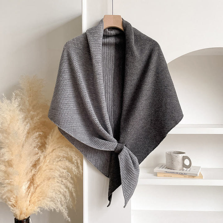 Écharpe châle triangulaire élégante bicolore pour femme, idéale pour l'hiver. - Gris - image 6