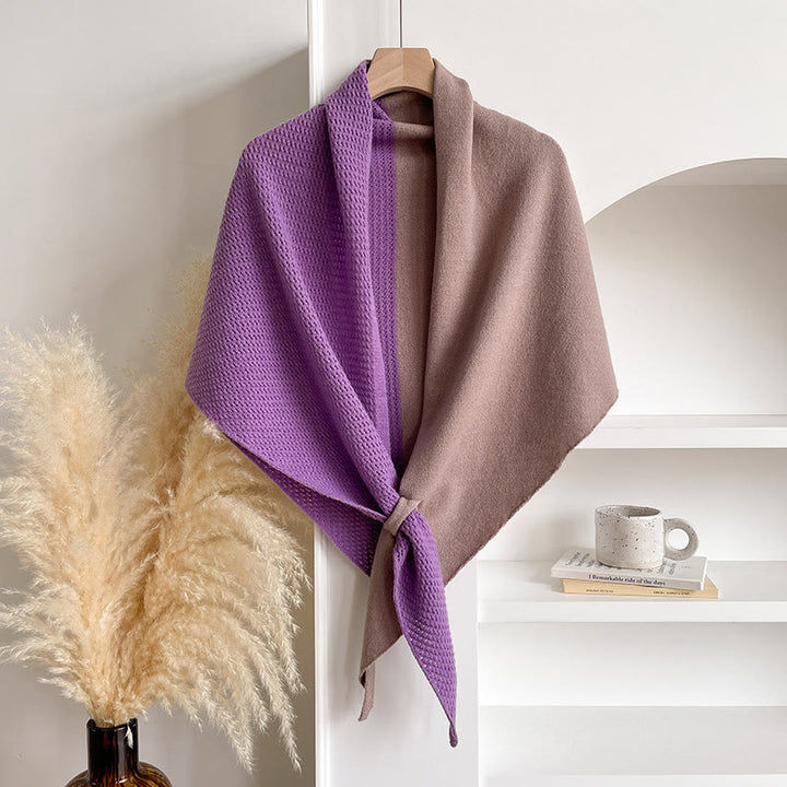 Écharpe châle triangulaire élégante bicolore pour femme, idéale pour l'hiver. - Gris violet - image 4